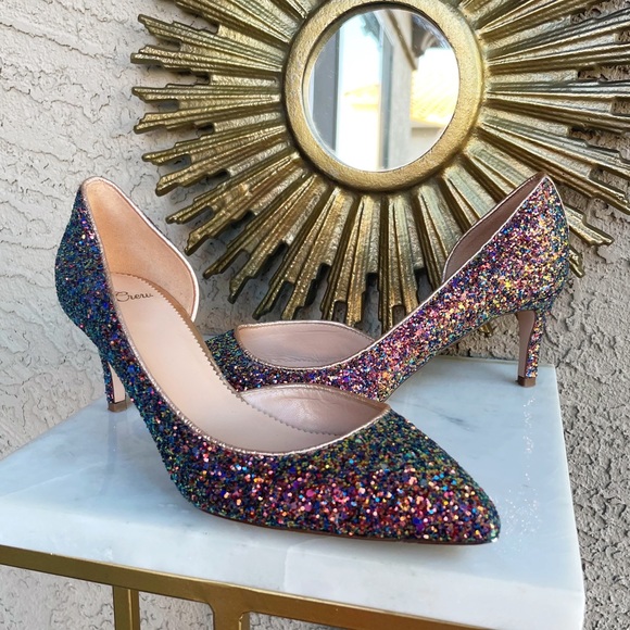 J.CREW Pink Multicolor Ombré Holographic Glitter Colette D’Orsay Pumps Heels 6 - Picture 16 of 16